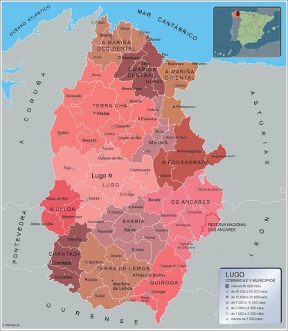 Mapa Lugo por municipios