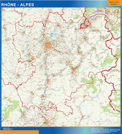 Mapa Rhone Alpes en Francia