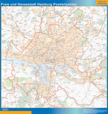 Mapa región Hamburgo codigos postales