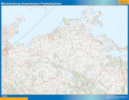 Mapa región Mecklenburg Vorpommern codigos postales